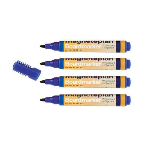 12 281 03 Набор из 4-х маркеров Magnetoplan, для досок и бумаги, синие
