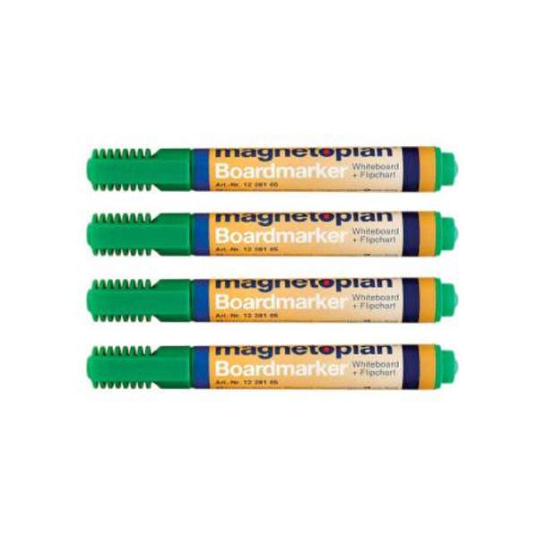 12 281 05 Набор из 4-х маркеров Magnetoplan, для досок и бумаги, зеленые