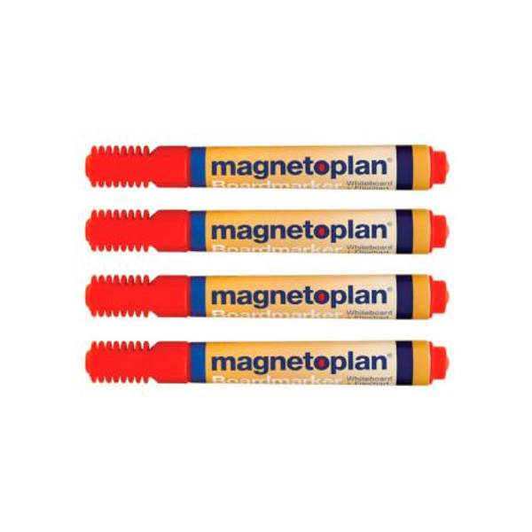 12 281 06 Набор из 4-х маркеров Magnetoplan, для досок и бумаги, красные