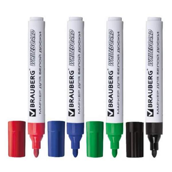 150417 Набор из 4-х маркеров АССОРТИ Классические для доски BRAUBERG