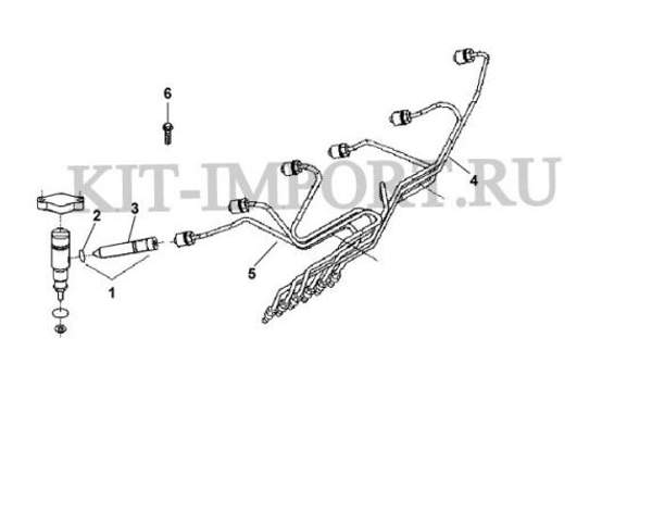 3936953 Штуцер проходной с кольцом в сборе для Трубки топливные высокого давления — позиция № 1