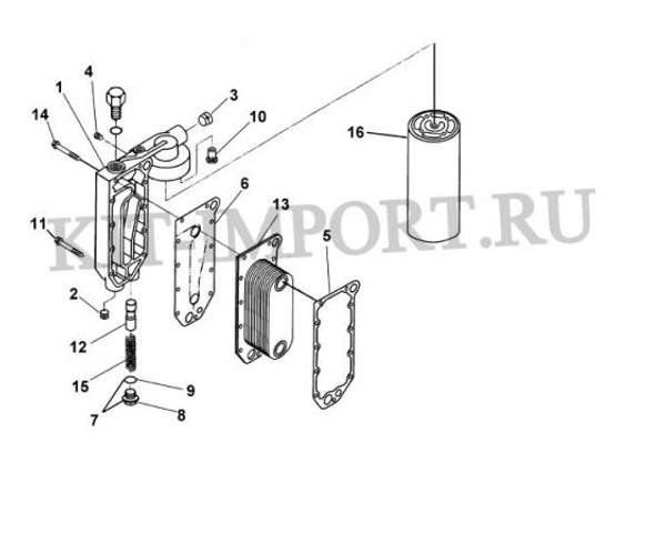 3974326 Корпус масляного охладителя для Маслоохладителя и масляного фильтра — позиция № 1