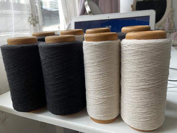 (40% х/б - 60% п/э) Ne 6/1 черный суровый Пряжя смесовая х/б для перчаток