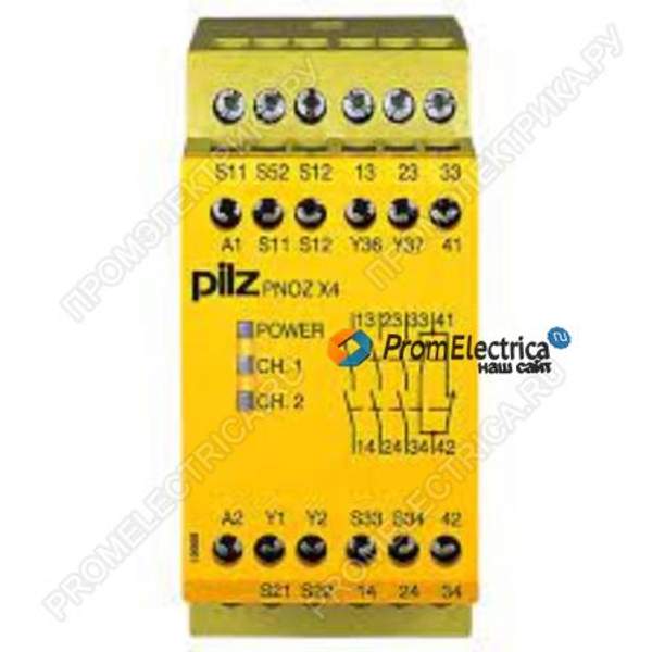 774730 Реле безопасности 24ВDC Контакты: NC + NO x3 Выходы:4 Pilz