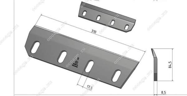 9813851 Нож измельчителя левый Claas с тугоплавким покрытием MWS (Германия)