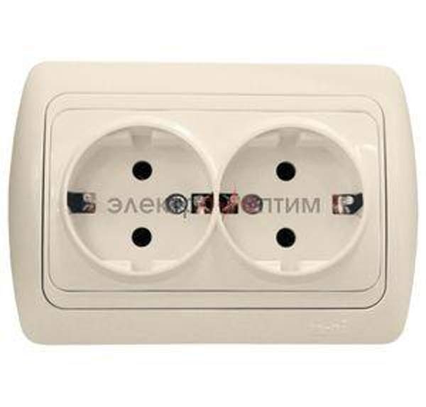 ABB ZIRVE крем - розетка СУ 2-местная с/з EL-BI ABB