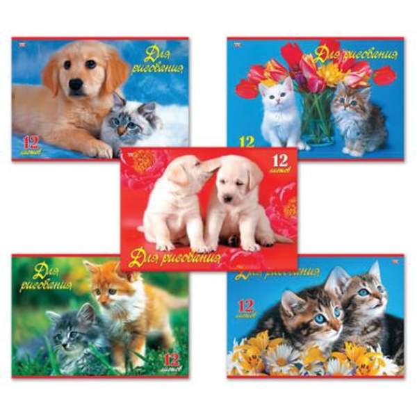 Альбом для рисования, А4, 12 листов, скоба, обложка офсет, HATBER VK, 205х290 мм, "Верные друзья", 12А4C