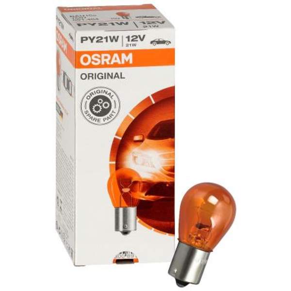 Автолампа OSRAM ORIGINAL LINE 12V PY21W 21W BAU15s (картон) (мин 10 шт)