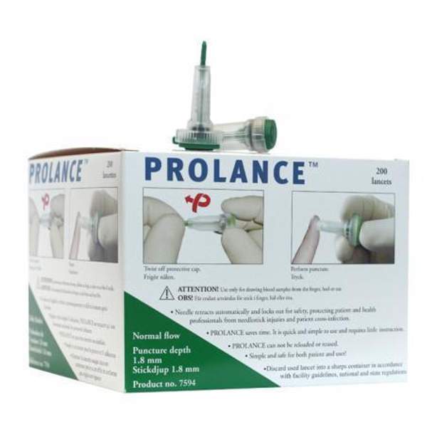 Автоматические ланцеты Prolance Normal Flow, игла 21G, глубина прокола 1,8 мм