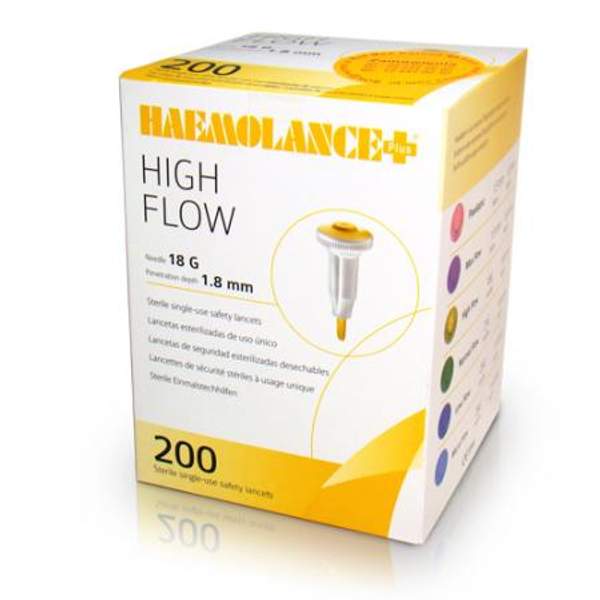 Автоматический ланцет Haemolance-plus High Flow, Игла 18G, глубина прокола — 1,8 мм