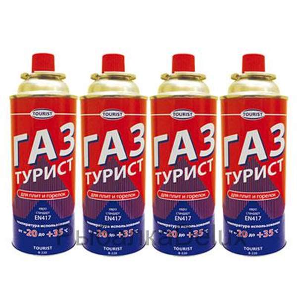 Баллоны газовые цанговые одноразовые 220 гр. для портативных газовых плит, светильников, горелок (комплект 12 шт)