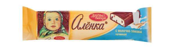 Батончик Красный Октябрь Аленка с молочно-злаковой начинкой, 45 г.