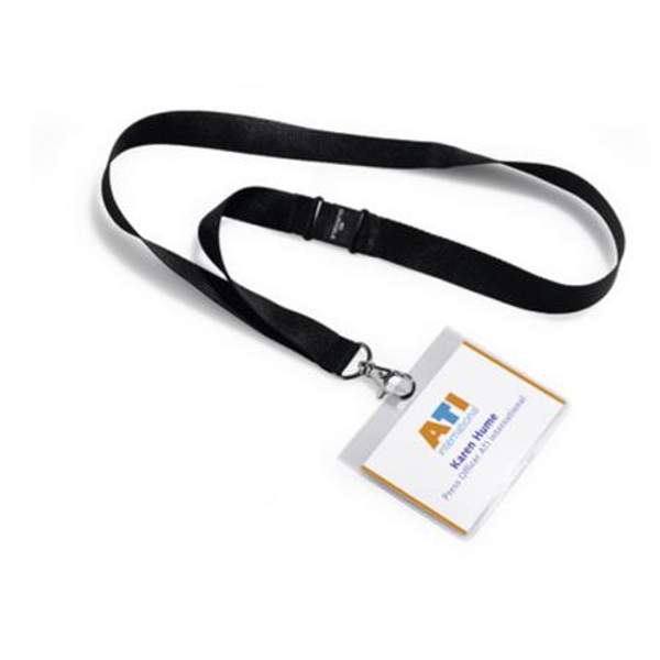 Бейдж Durable, на шнурке, с безопасным замком, горизонтальный, 60 х 90 мм, ПВХ D8600-01