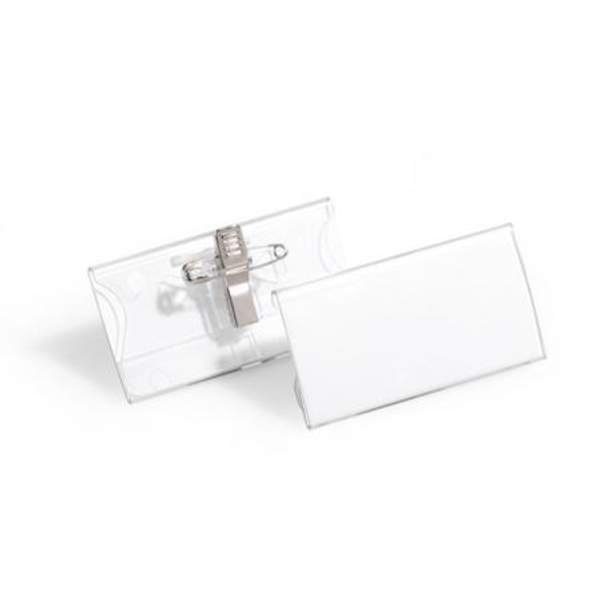 Бейдж Durable, с булавкой и зажимом, 40 x 75 мм, акрил D8121-19