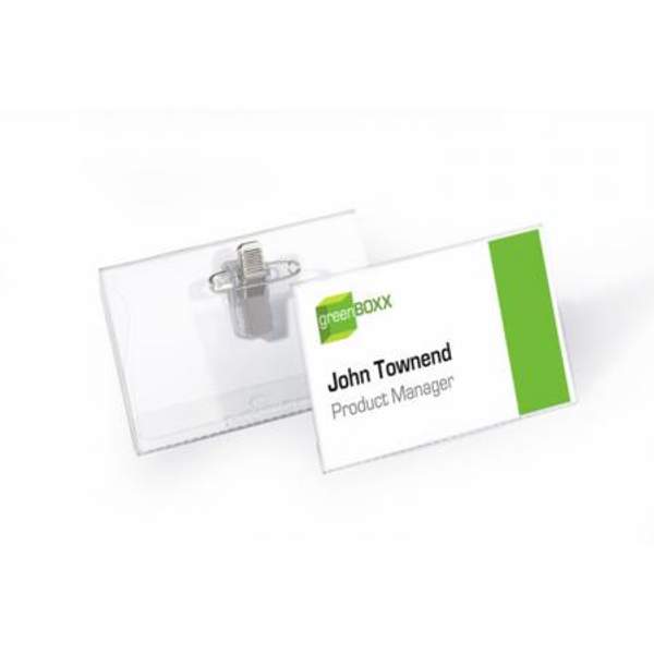 Бейдж Durable, с булавкой и зажимом, 54 x 90 мм, ПВХ D8610-19