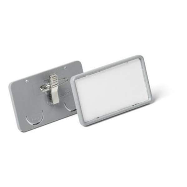 Бейдж Durable, с булавкой и зажимом, с окошком, 40 x 75 мм, пластик D8130-10