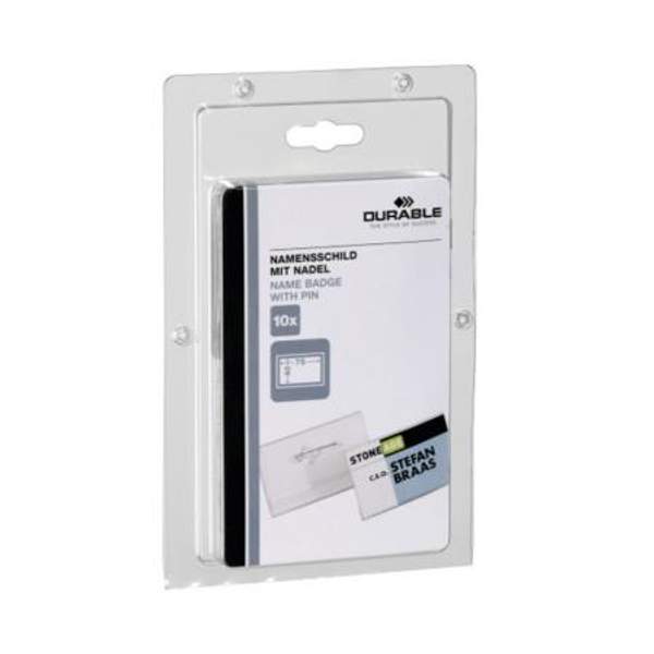 Бейдж Durable, с булавкой изогнутой, 40 x 75 мм, пластик D8608-19