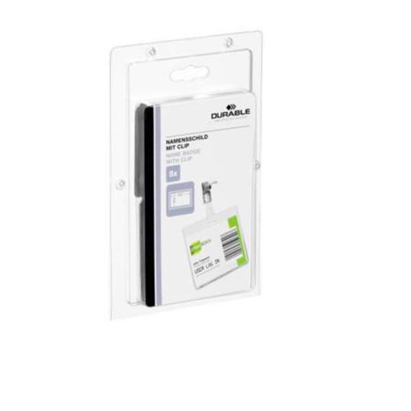 Бейдж Durable, с поворотным клипом, горизонтальный, 60 х 90 мм, ПВХ D8603-19