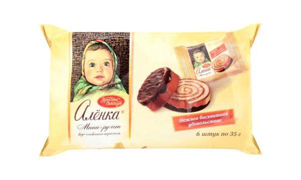 Бисквитные рулеты Аленка Мини сливочная карамель 6шт, упак.