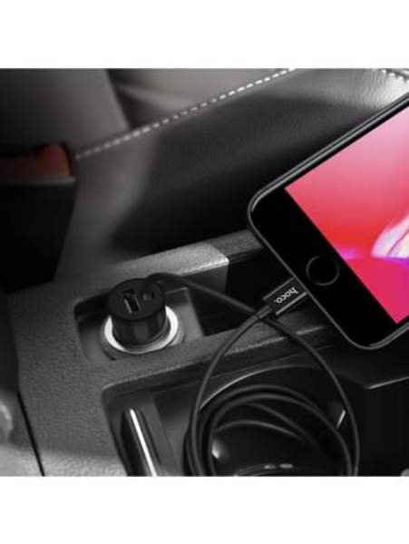 Блок питания / адаптер автомобильный 1 USB HOCO Z17 3100mA кабель Apple Lightning чёрный Hoco