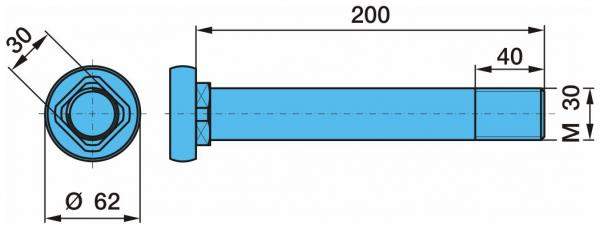 Болт BPW M30x200 G8.8 Ø62 крепления полурессоры аналог