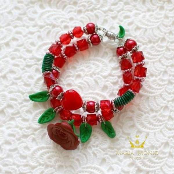 Браслет "Красная роза" ручной работы от Maria Monid