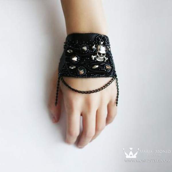 Браслет "ROCK с черепом" ручной работы от Maria Monid