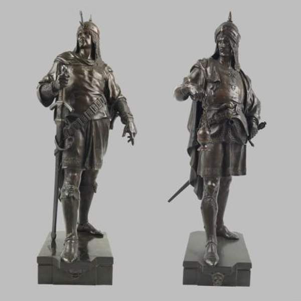 Бронзовые статуэтки "Воины Запада и Востока" E.Picauit, 19 век
