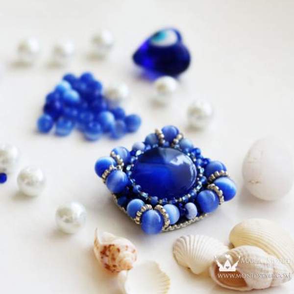 Брошка "Синий перелив" ручной работы от Maria Monid
