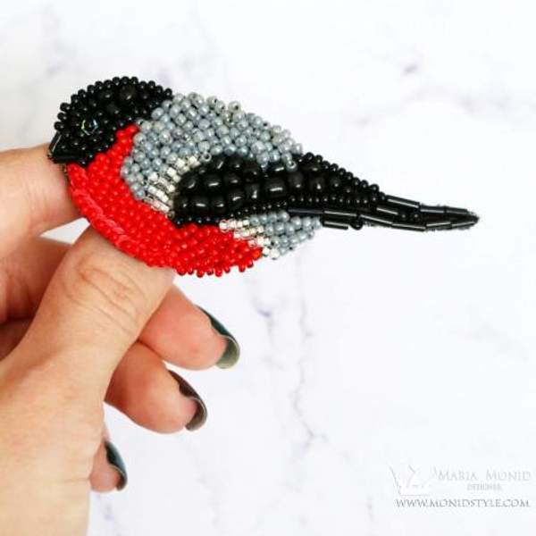 Брошка "Снегирь" ручной работы от Maria Monid