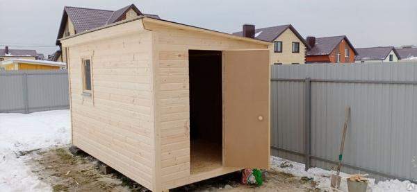 Бытовка деревянная с хозблоком для дачи 4*2,3 метра
