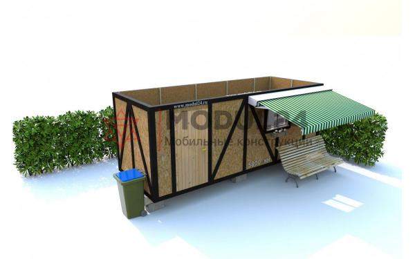 Бытовка металло-каркасная деревянная МКДБ-00, 11,28 кв.м, отделка - вагонка деревянная