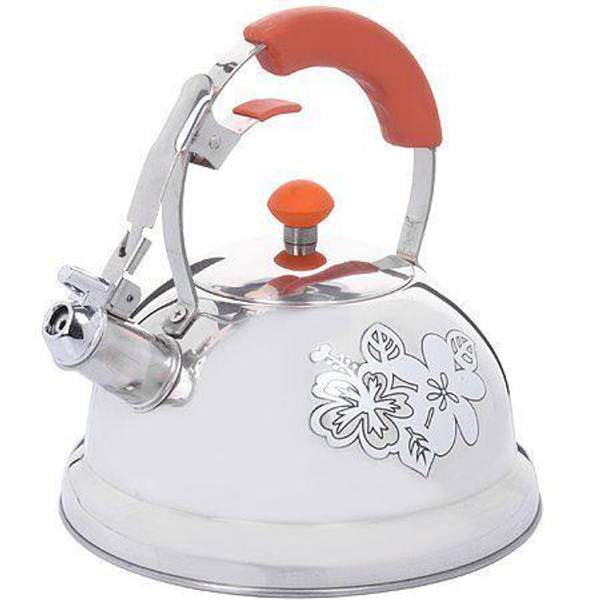 Чайник металлический 2,6 л.руч/пл. оранжевая