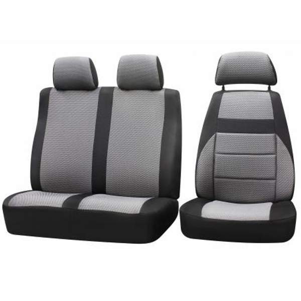 Чехлы сиденья боковая поддержка жаккард SKYWAY ГАЗель Бизнес, 2010-2017 черный/тем.серый 7 предметов
