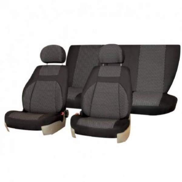 Чехлы сиденья раздельная спинка жаккард SKYWAY VOLKSWAGEN POLO с 2010 седан темно-серый 13 предметов