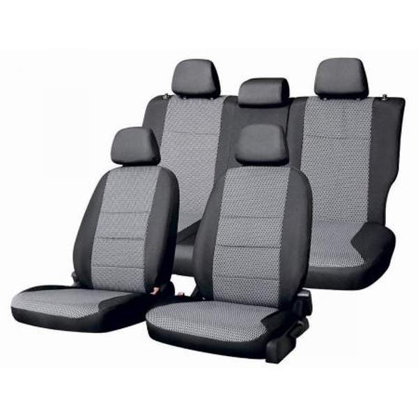 Чехлы сиденья жаккард раздельная спинка SKYWAY HYUNDAI SOLARIS 2011-2017 седан темн-сер 11 предметов