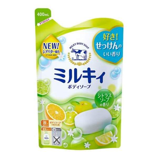 Cow Brand Молочное жидкое мыло с цитрусовым ароматом COW Milky Body Soap Citrus, refil 400 ml