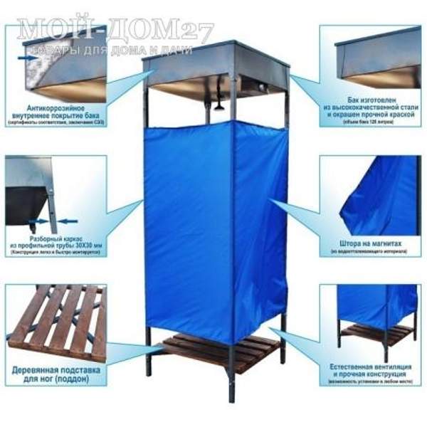 Дачный душ (Бак 128 л. с подогревом)