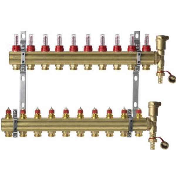Danfoss (Дания) Коллектор с расходомерами FHF-10F set 10 контуров (088U0730)