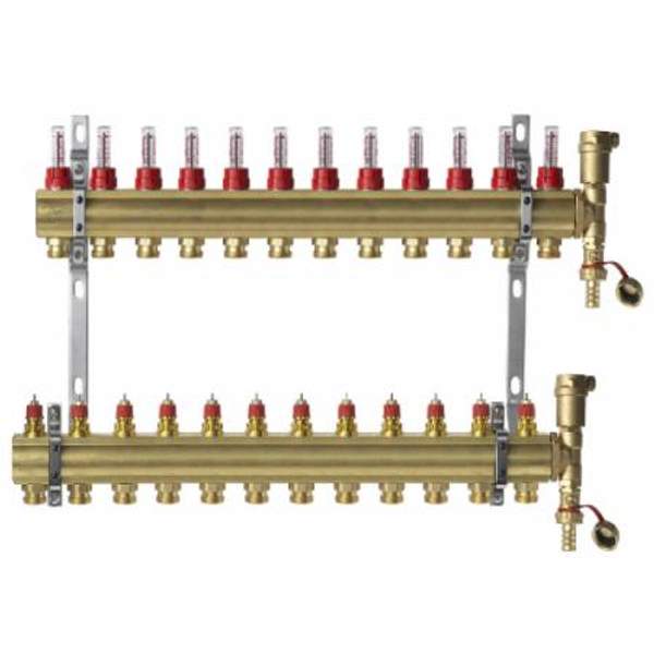 Danfoss (Дания) Коллектор с расходомерами FHF-12F set 12 контуров (088U0732)