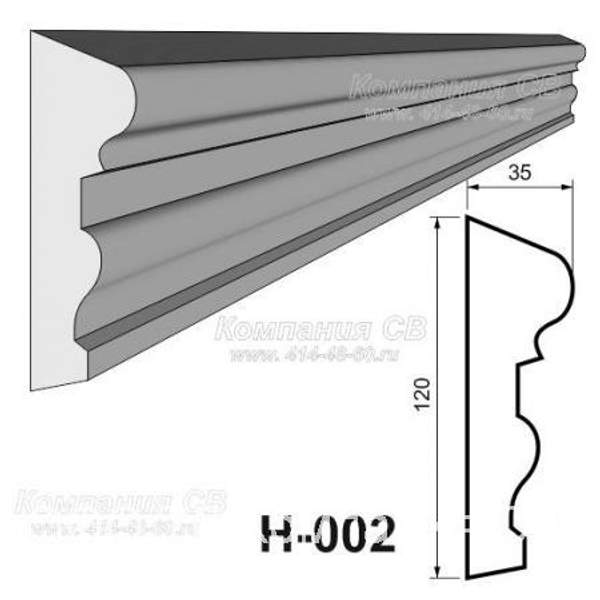 Декоративные элементы лепнины - фасадный декор наличник Н-002 на окна из пенопласта