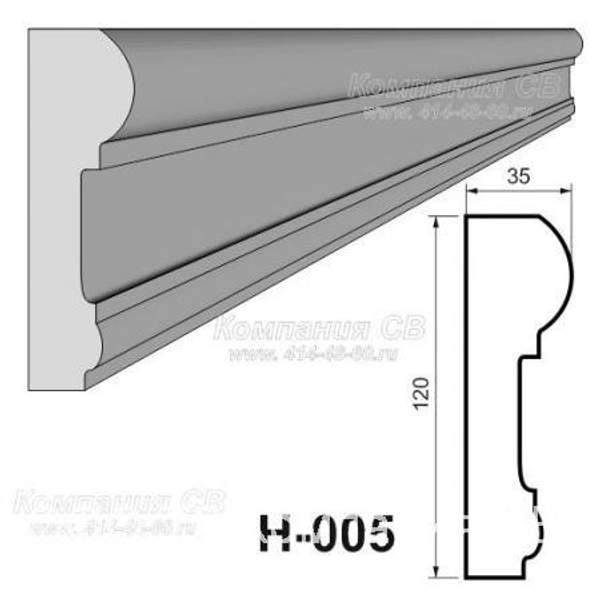 Декоративные элементы лепнины - фасадный декор наличник Н-005 на окна из пенопласта
