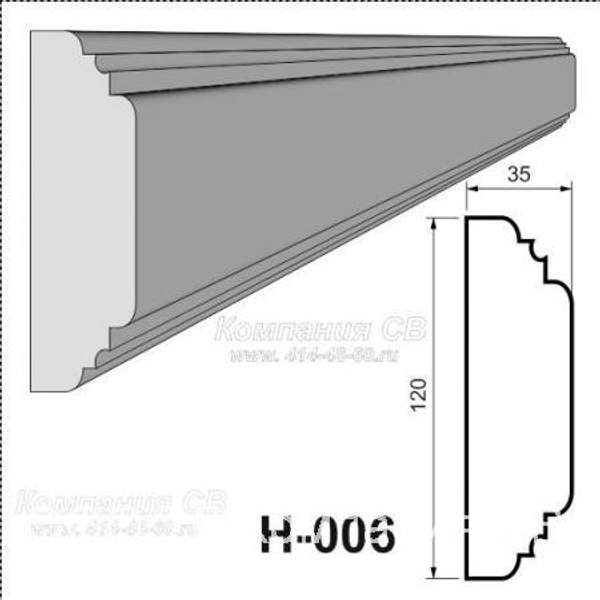 Декоративные элементы лепнины - фасадный декор наличник Н-006 на окна из пенопласта