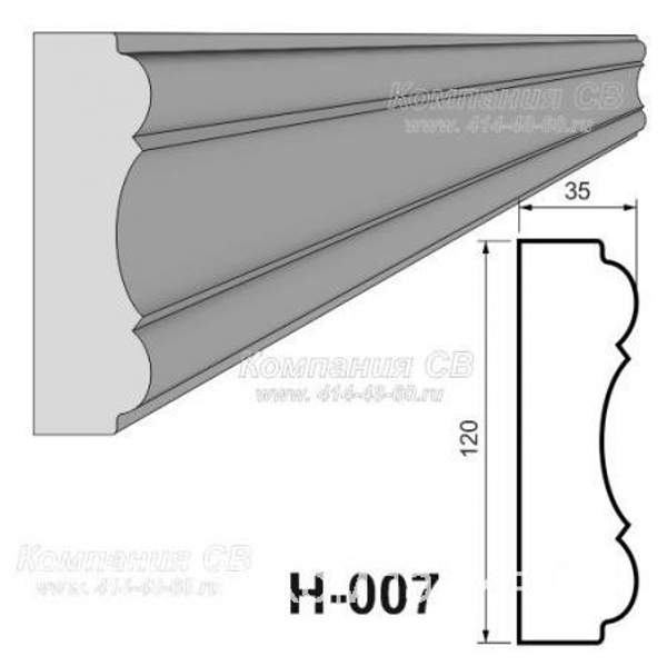 Декоративные элементы лепнины - фасадный декор наличник Н-007 на окна из пенопласта