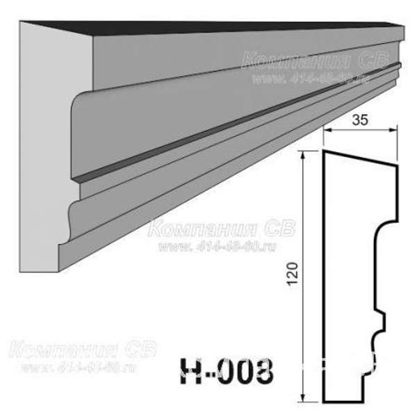 Декоративные элементы лепнины - фасадный декор наличник Н-008 на окна из пенопласта
