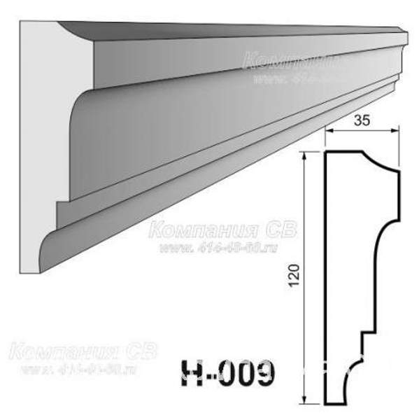 Декоративные элементы лепнины - фасадный декор наличник Н-009 на окна из пенопласта