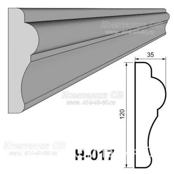 Декоративные элементы лепнины - фасадный декор наличник Н-017 на окна из пенопласта