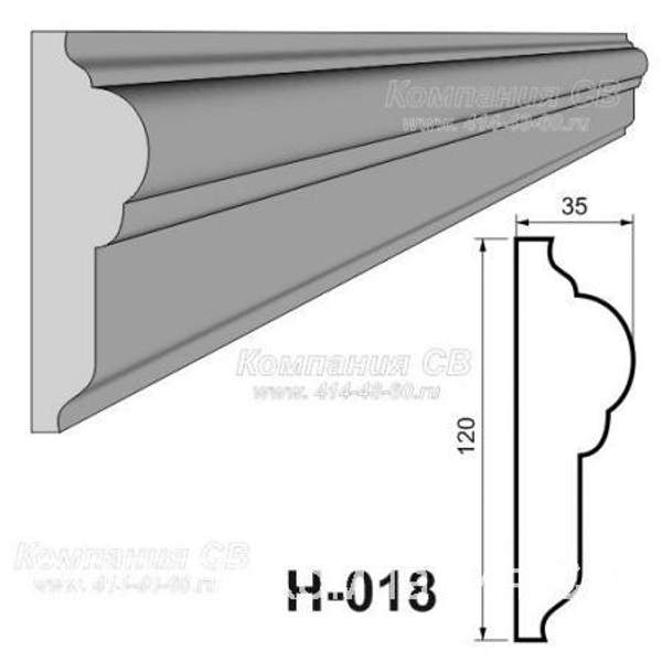 Декоративные элементы лепнины - фасадный декор наличник Н-018 на окна из пенопласта