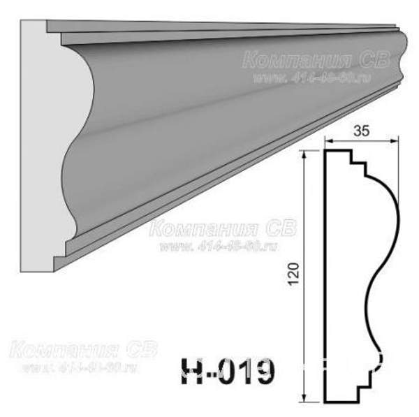Декоративные элементы лепнины - фасадный декор наличник Н-019 на окна из пенопласта