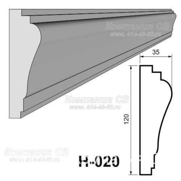Декоративные элементы лепнины - фасадный декор наличник Н-020 на окна из пенопласта